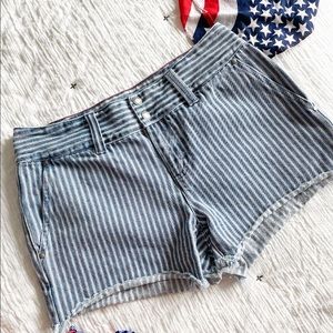 pinstripe shorts high-waisted